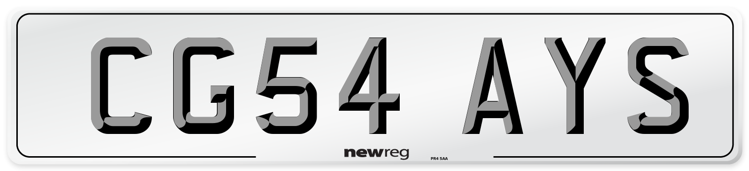CG54 AYS Number Plate from New Reg